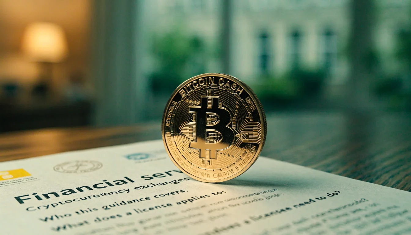 Bitcoin Cash coin on UK gambling regulation document